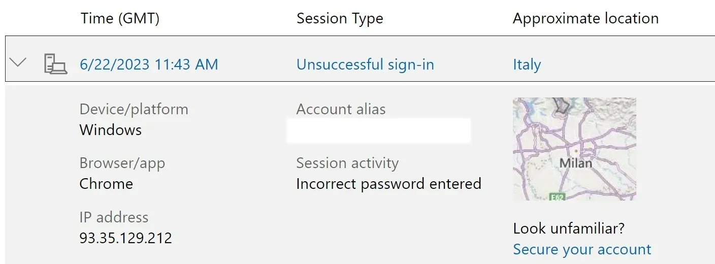 Microsoft account breach